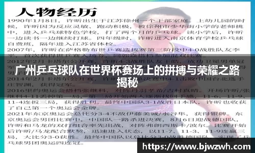 广州乒乓球队在世界杯赛场上的拼搏与荣耀之路揭秘